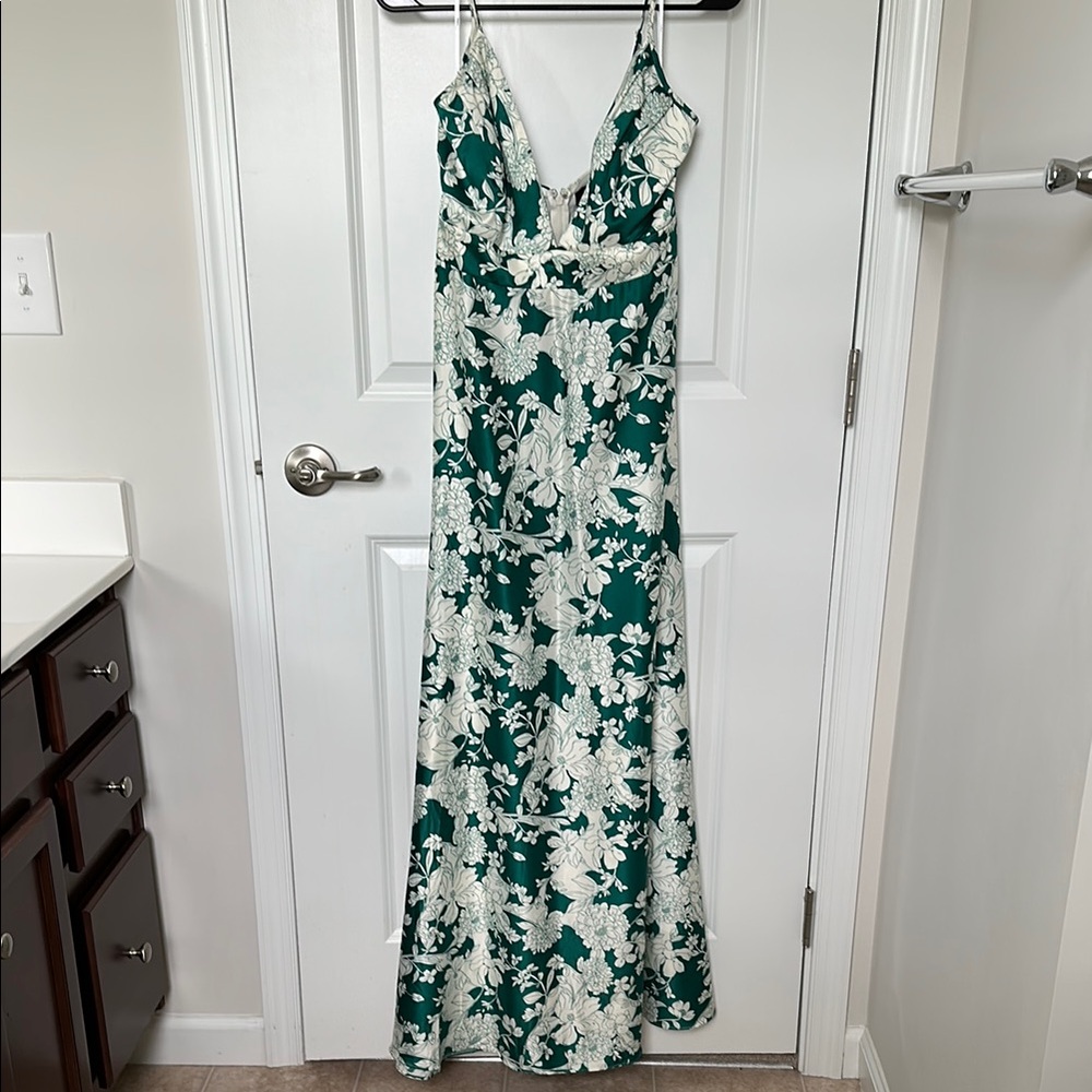 Lulu's Green and White Maxi Dress